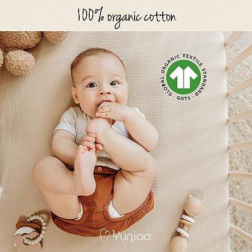 Yunioo Organic Cotton Crib Sheets 2-Pack Neutral