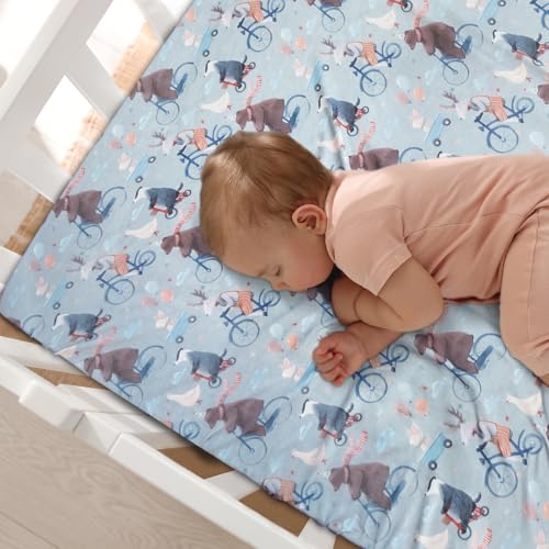 Dormlony Stretchy Fitted Crib Sheets 4 Pack Animals