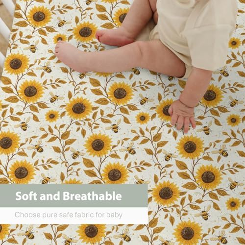 Vintage Sunflowers Bees Crib Sheets 52x28