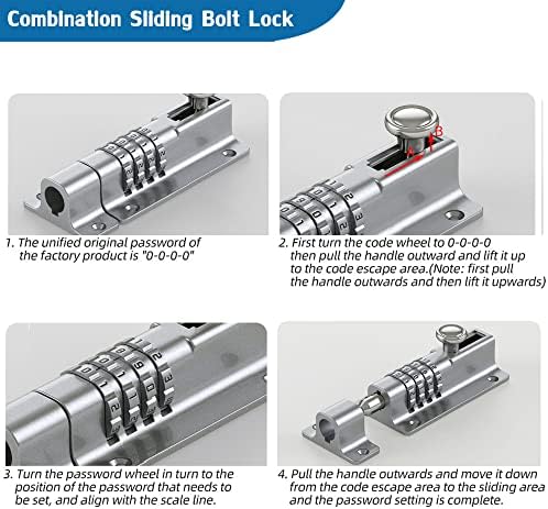 VRESOURCING Combination Door Slide Latch Lock with 4 Digit Pin Code