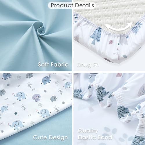 NacoMoco 4 Pack Mini Crib Sheets for Boys