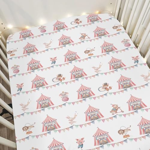 ZoUbqchY Watercolor Circus Animals Crib Sheets