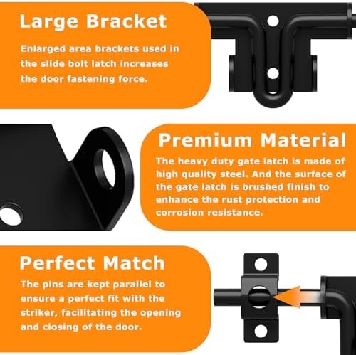 64 Inch Heavy Duty Slide Bolt Latch 2 Pack