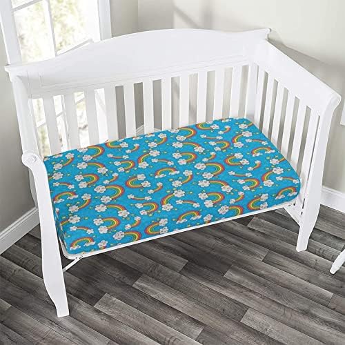 XISUNYA Rainbow Microfiber Crib Sheet Set