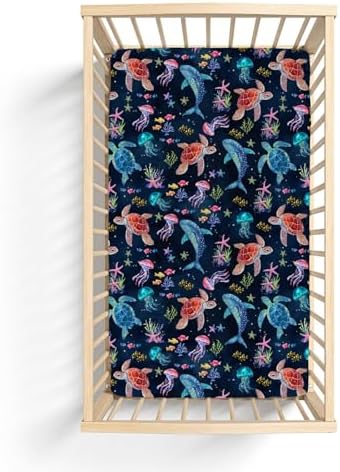 Fantasy Sea Animals Crib Sheet for Boy Girl 28x52