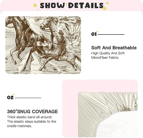 SHJI Baby Crib Sheet Wild West Design 52x28in