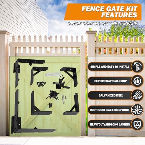 JOHAHTANG Fence Gate Kit Heavy Duty Steel