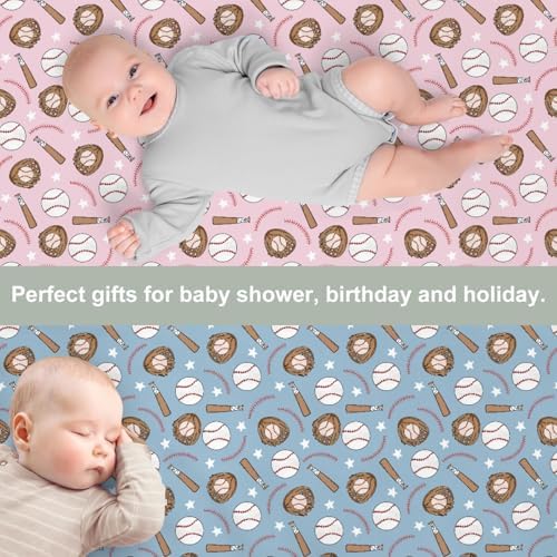 Pink Blue Baseball Crib Sheets 2 Pack