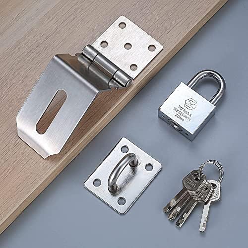 SHAUNI Heavy Duty Slide Bolt Door Lock Hasp with Lock Button