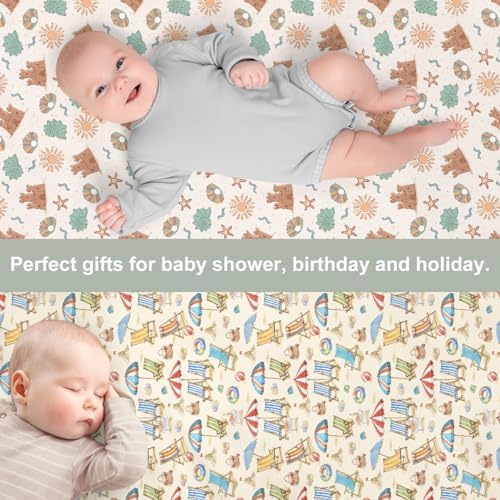 Fun Beach Days Crib Sheets 28x52 Retro Umbrella Pattern
