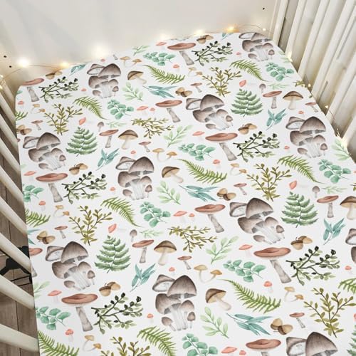 ZoUbqchY Vintage Mushroom Crib Sheets 52x28inch