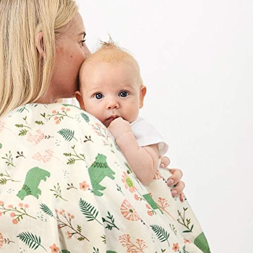 Floral Bear Muslin Swaddle Blanket 43X45 for Baby Boys Girls Toddlers