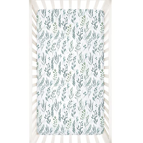 DILIMI Ultra-Soft Green Leaf Crib Sheet Set