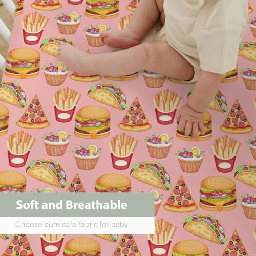 Fun Burger Pizza Crib Sheet 52x28 Fitted Set