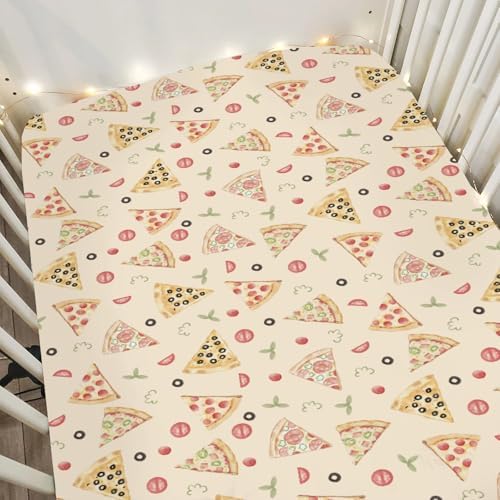 Watercolor Pizza Baby Crib Sheets 52x28 Inch