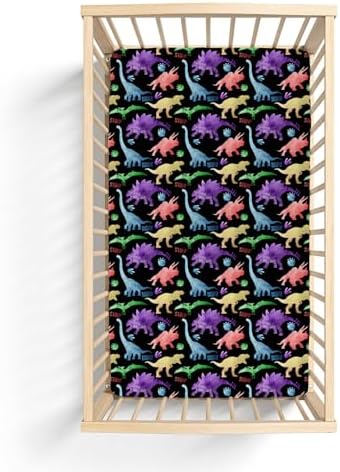 Pastel Dinosaurs Baby Crib Sheets 52x28 Inch Gender Neutral