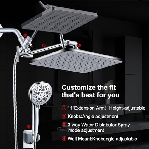 BSTKEECL 14 High Pressure Rain Shower Head Combo with Handheld and Adjustable Arm