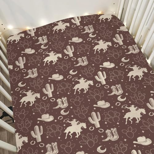 Vintage Western Cowboy Crib Sheets 52x28