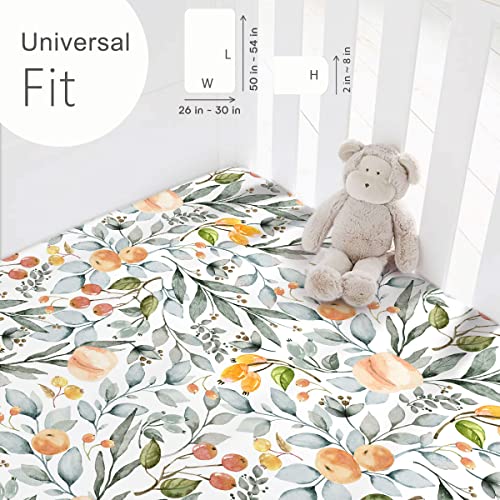 GRSSDER Stretchy Crib Sheets 2 Pack Flora Print Ultra Soft and Safe