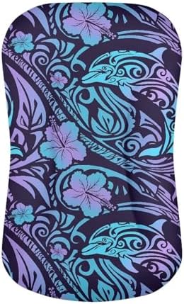 Daulesho Hibiscus Dolphin Crib Sheet Breathable Soft Blue Purple Gradient Tribal Swirl