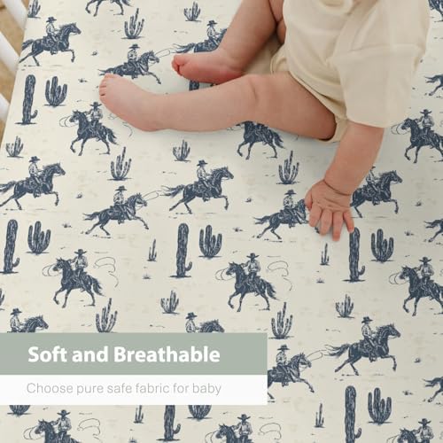 Vintage Western Cowboys Crib Sheets 52x28