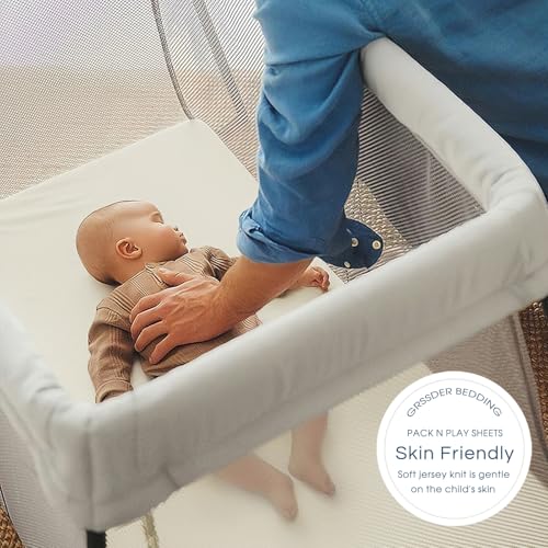 GRSSDER Mini Crib Sheets 2 Pack - Ultra Soft Stretchy Universal Fit