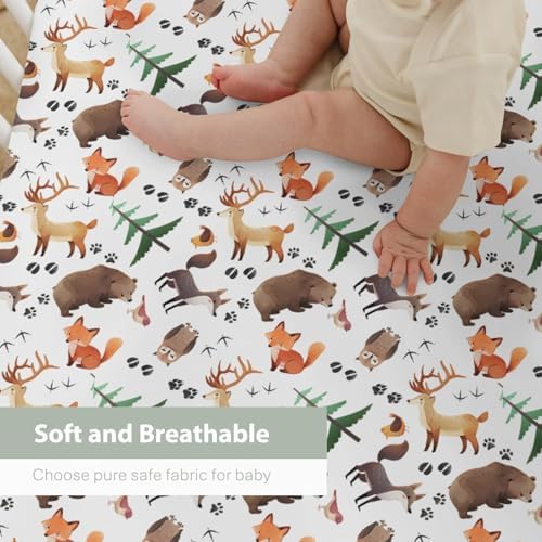 Cute Animals Crib Sheets for Boy Girl 28x52 Inch