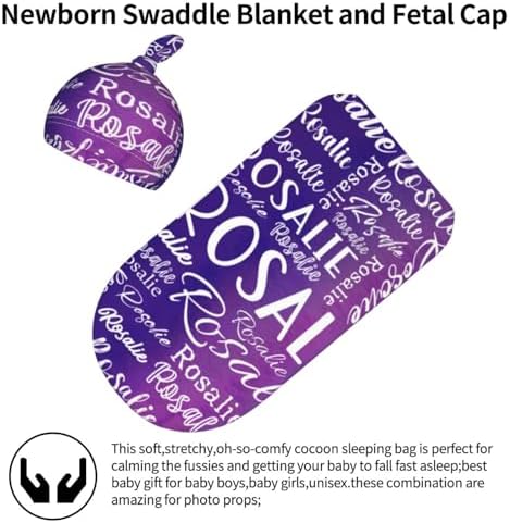 Personalized Baby Swaddle Set with Name and Hat 1