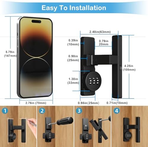 VOLIBeL Keyless Barn Door Lock - 3 Digit Password Latch