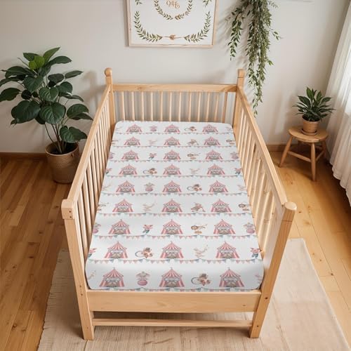 ZoUbqchY Watercolor Circus Animals Crib Sheets