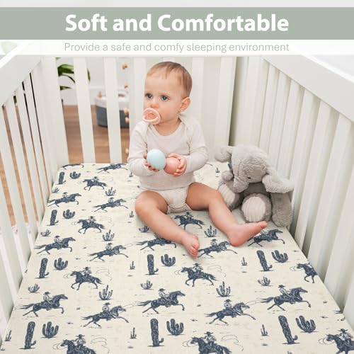 Vintage Western Cowboys Crib Sheets 52x28