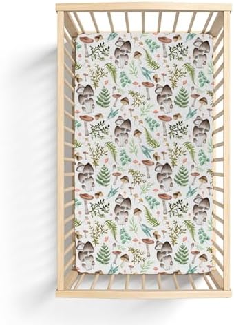 ZoUbqchY Vintage Mushroom Crib Sheets 52x28inch