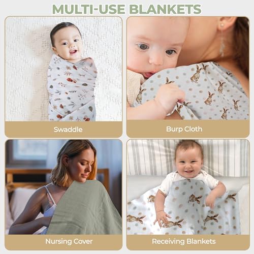 Kiddolove Muslin Swaddle Blankets 3 Pack Forest Theme