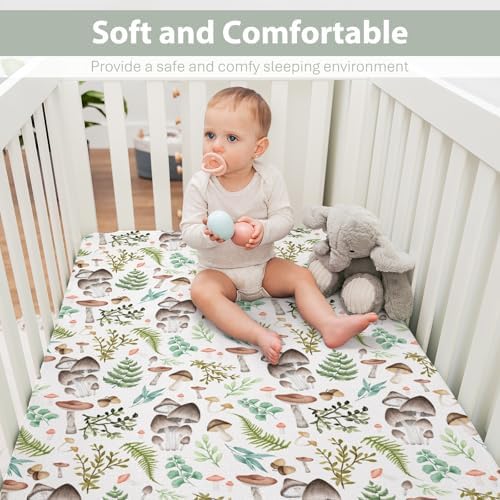 ZoUbqchY Vintage Mushroom Crib Sheets 52x28inch