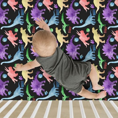 Pastel Dinosaurs Baby Crib Sheets 52x28 Inch Gender Neutral