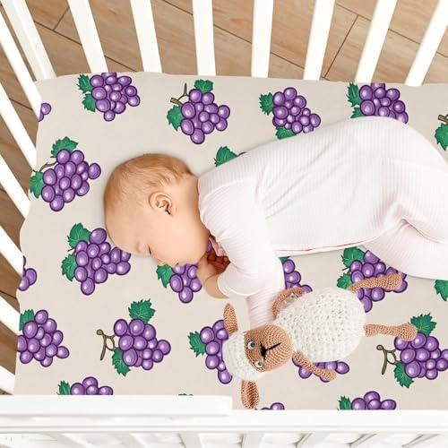 MNSRUU Crib Sheets for Boys Girls Grapes Pattern Fitted Playard Bedding