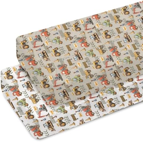 Construction Truck Crib Sheets 28x52 Soft Fitted Mattress Covers