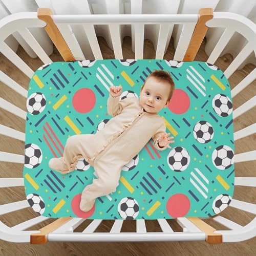 MNSRUU Crib Sheets for Boys Girls with Soccer Balls Design