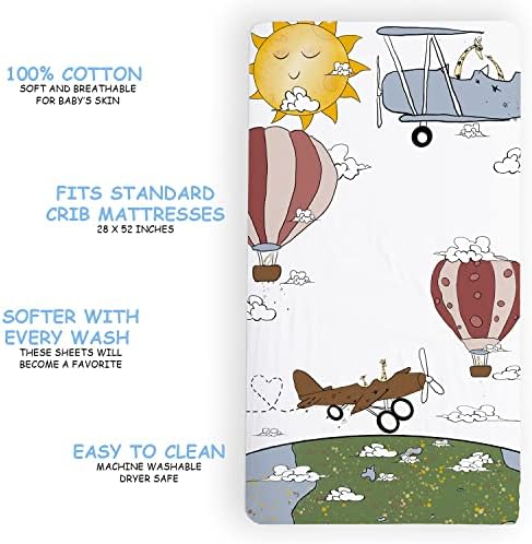 JumpOff Jo Fitted Crib Sheet - Super Soft 100 Cotton Take Flight