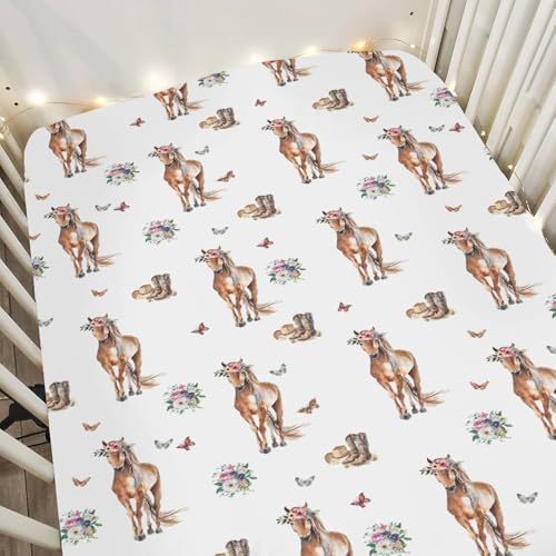 Floral Cowgirl Baby Crib Sheets 52x28 Inch