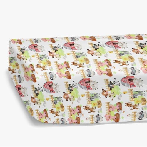 HawSkgFub Farm Animal Crib Sheet - 52x28 Neutral Design