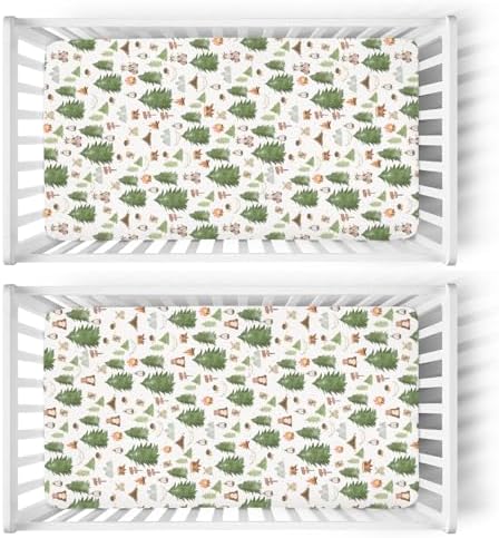 Camping Animals Crib Sheets 2 Pack Bear Bunny Hedgehog 1