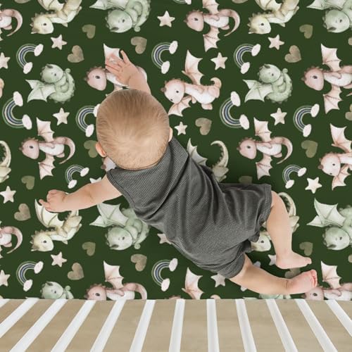 Fairytale Dragon Baby Crib Sheets 52x28 Snug Fitted
