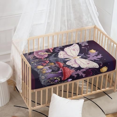 Hinthetall Mushroom Moth Crib Sheet - 1 Pack