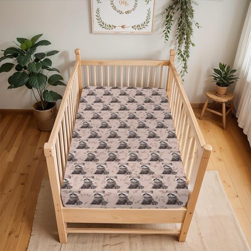 Vintage Raccoon Boho Crib Sheets 52x28 Inch