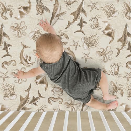 Retro Sea Animals Crib Sheets for Baby