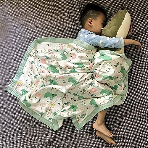 Floral Bear Muslin Swaddle Blanket 43X45 for Baby Boys Girls Toddlers