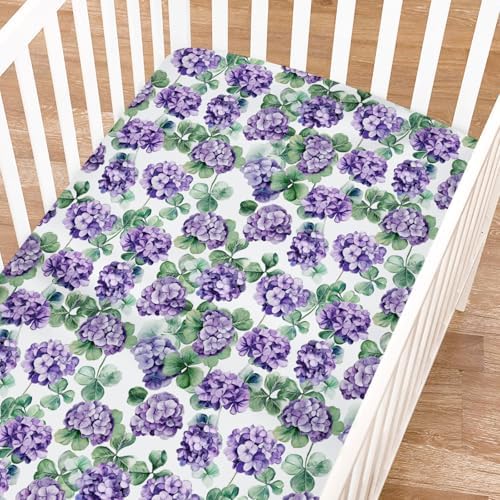 KASTLEE Purple Hydrangea Fitted Crib Sheets 52x28