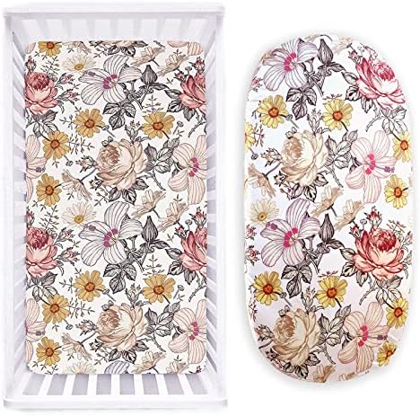 HNHUAMING Floral Crib Sheet and Bassinet Sheet 1