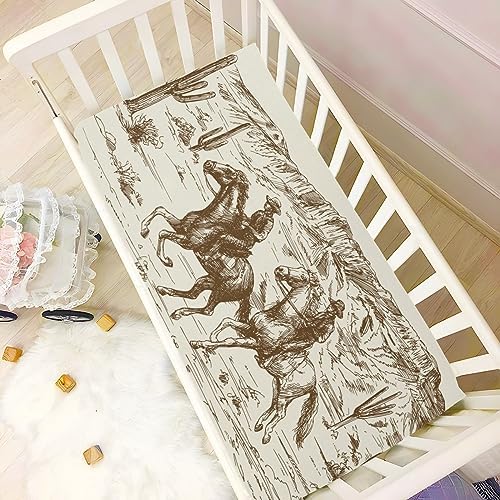 SHJI Baby Crib Sheet Wild West Design 52x28in